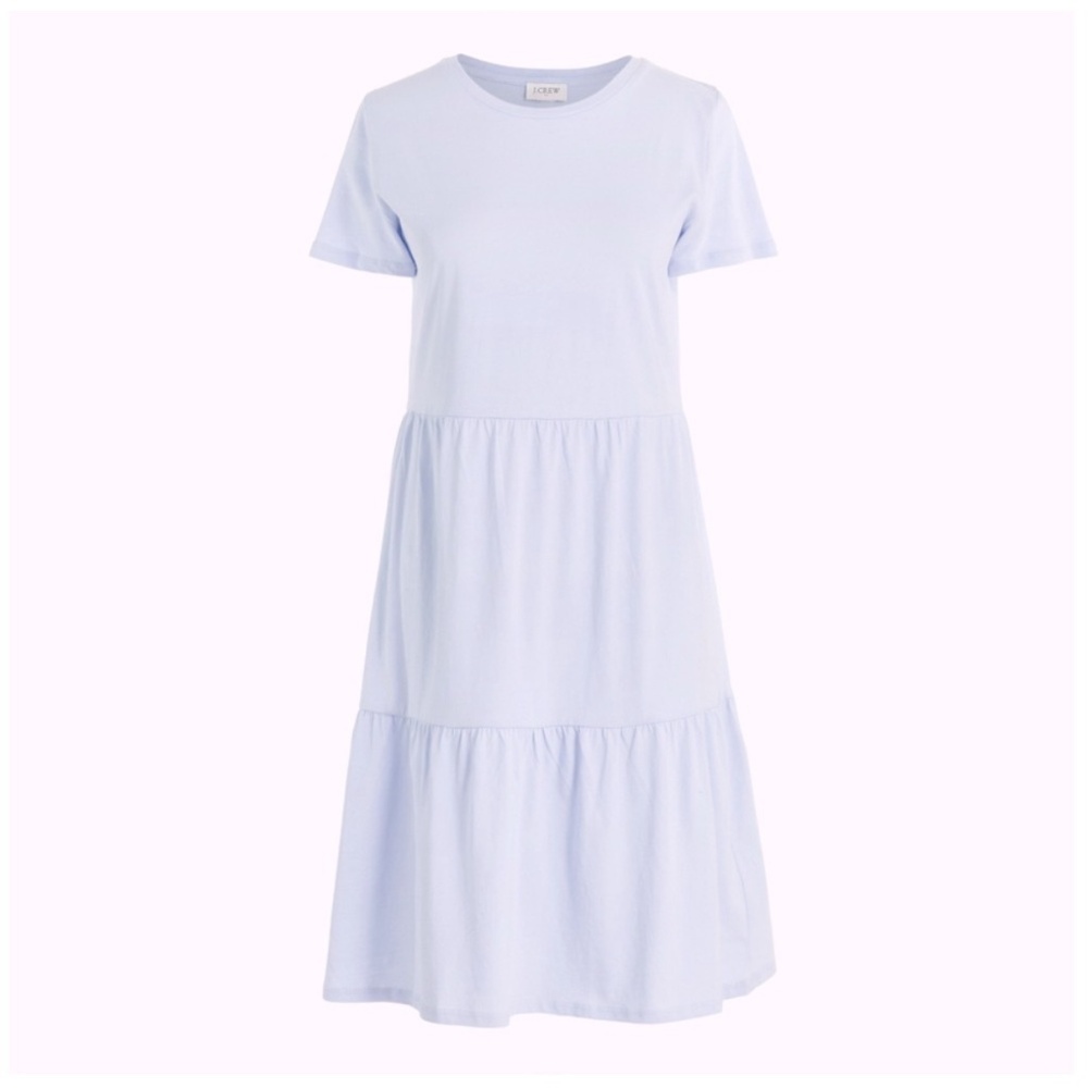 JCrew Periwinkle Blue Short Sleeve Ruffle Tiered Dress Sz S